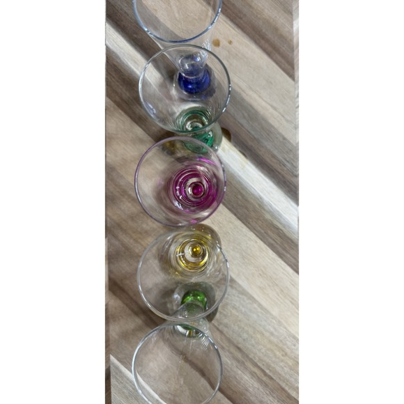 Vtg Blown Multi Colored Bubble Shot Set 5 Modern Maximalist Bar Glasses Gift - Picture 2 of 4